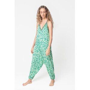 PITUSA Peru Inca Pima Cotton Green Cheetah Print Onesie Romper Jumpsuit XXS/XS/S